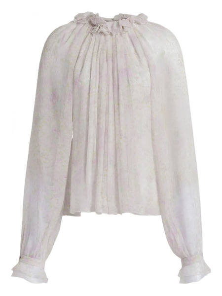  Alberta Ferretti Ruffled Floral Top - Neutrals 