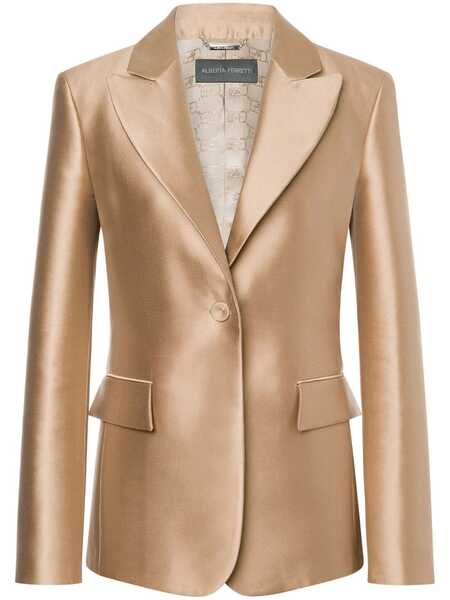  Alberta Ferretti Single-breasted Satin Blazer - Neutrals 