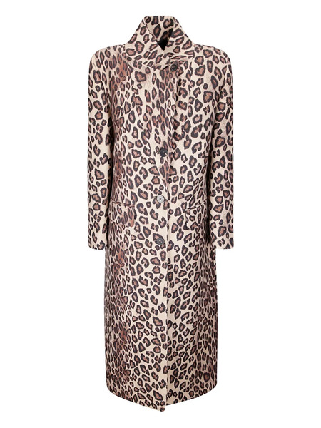  Alberto Biani Button Leopard-print Coat - Neutrals 