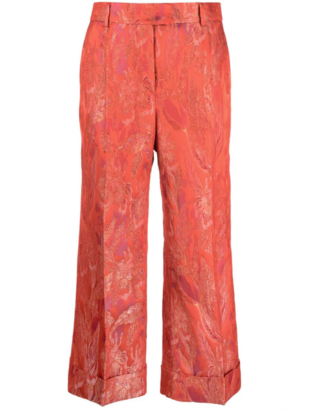  Alberto Biani Cropped Jacquard-pattern Trousers - Red 
