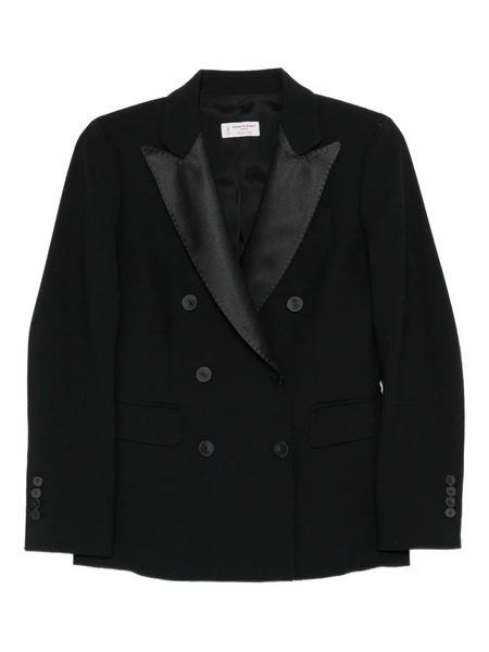  Alberto Biani Double-breasted Satin-lapel Blazer - Black 