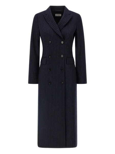  Alberto Biani Pinstripe Double-breasted Coat - Blue 
