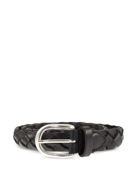  Alberto Luti Braided Leather Belt - Black 