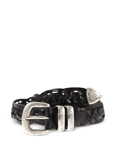  Alberto Luti Braided Leather Belt - Black 