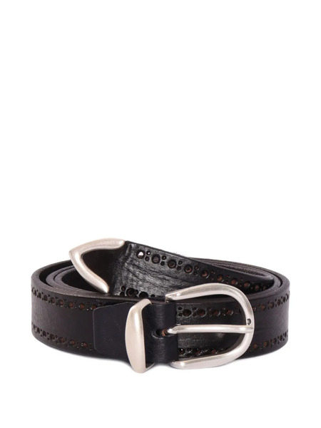  Alberto Luti Perforated Leather Belt - Black 