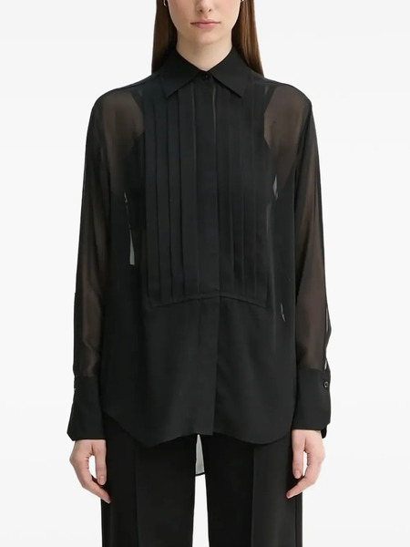  A.l.c. Pleated Sheer-effect Blouse - Black 
