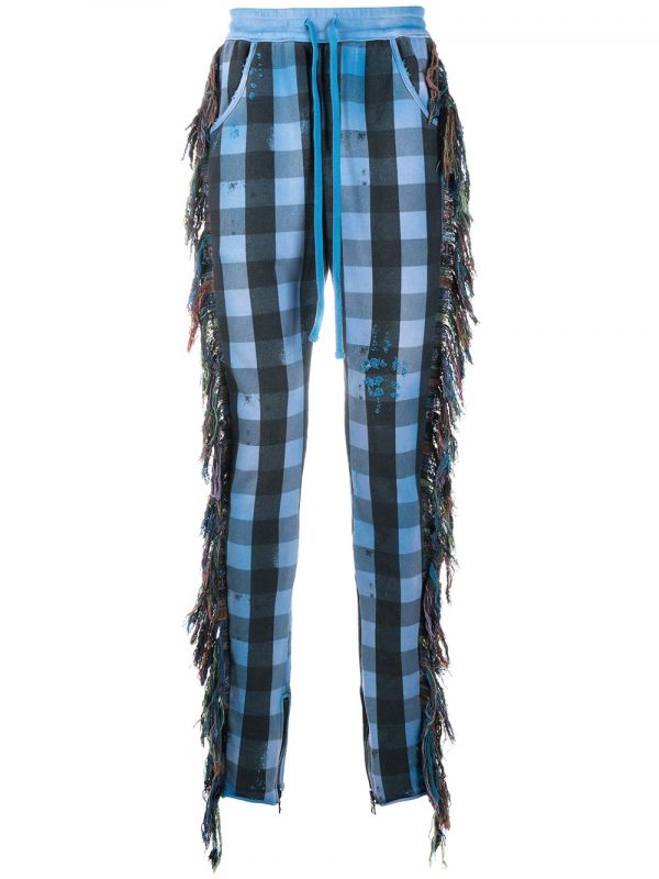  Alchemist Fringe-trim Checked Trousers - Blue 