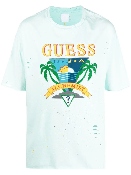  Alchemist Logo Print Distressed-effect T-shirt - Blue 