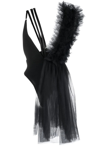  Alchemy Ruffled-detail V-neck Bodysuit - Black 