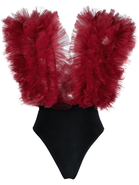  Alchemy X Lia Aram Ruffled Sleeveless Bodysuit - Red 