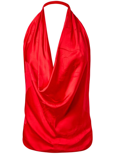  Alejandra Alonso Rojas Draped Silk Top - Red 