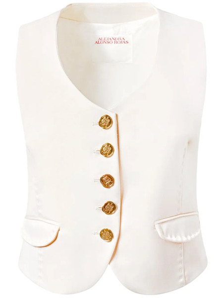  Alejandra Alonso Rojas V-neck Wool Vest - Neutrals 