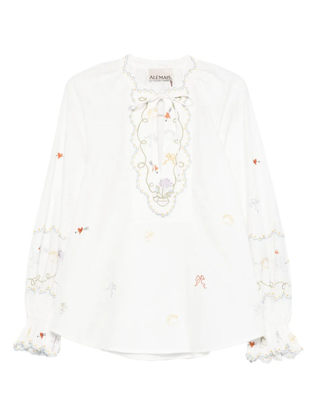  Alemais Embroidered Ruffled Top - White 
