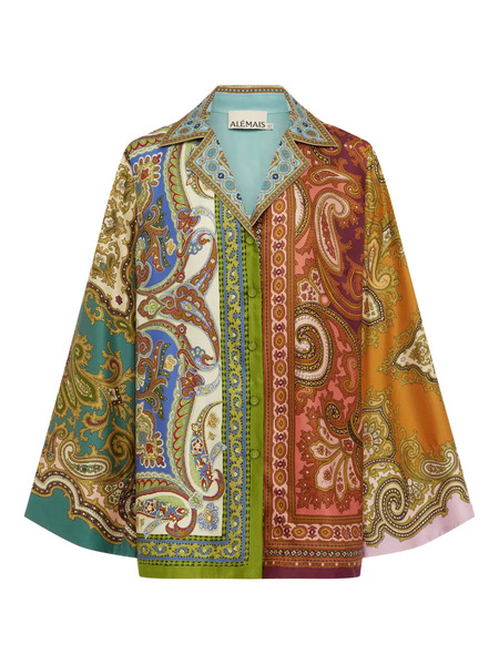  Alemais Graphic-pattern Silk Blouse - Brown 
