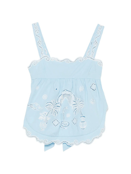 Alemais Maizy Scalloped-trim Top - Blue 