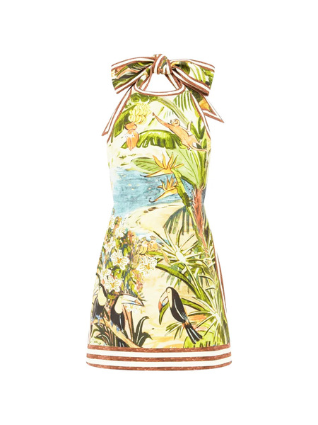  Alemais Toucan Tango Halter Printed Mini Dress - Green 