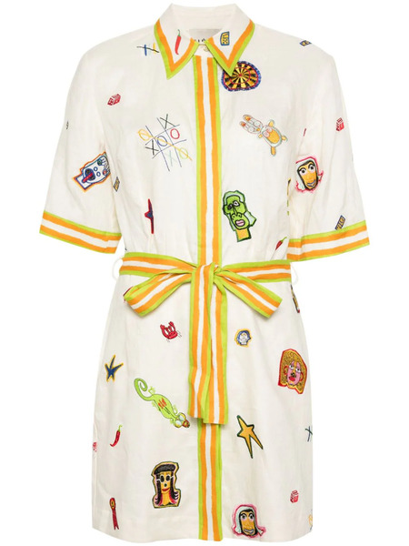  Alemais X Michael Swaney Checkers Mini Dress - Neutrals 