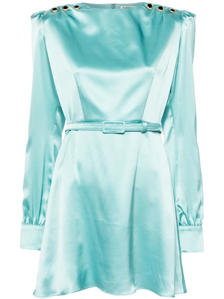 Alessandra Rich Belted Silk Minidress - Blue 
