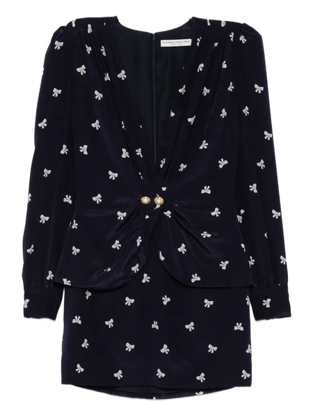  Alessandra Rich Bow-print Mini Dress - Blue 