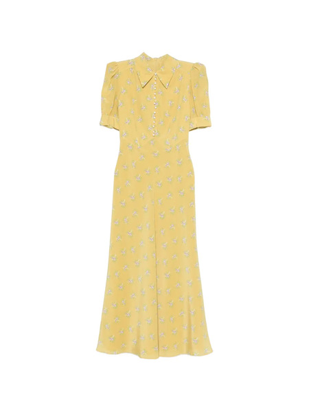  Alessandra Rich Collared Floral Maxi Dress - Yellow 