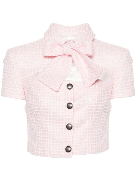  Alessandra Rich Cropped Tweed Jacket - Pink 