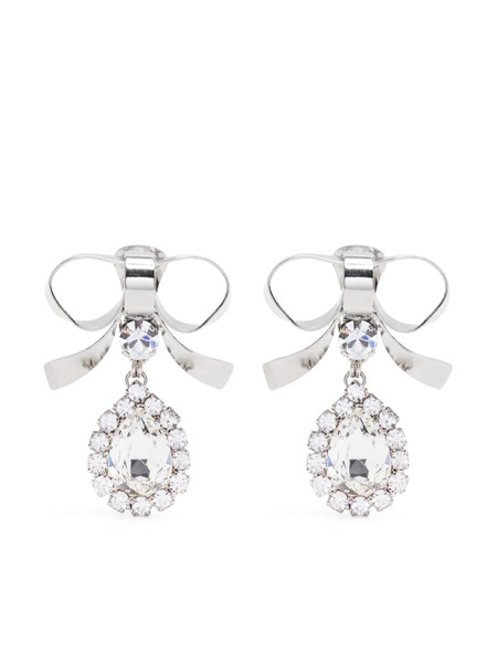  Alessandra Rich Crystal-embellished Bow Drop Earrings - Silver 