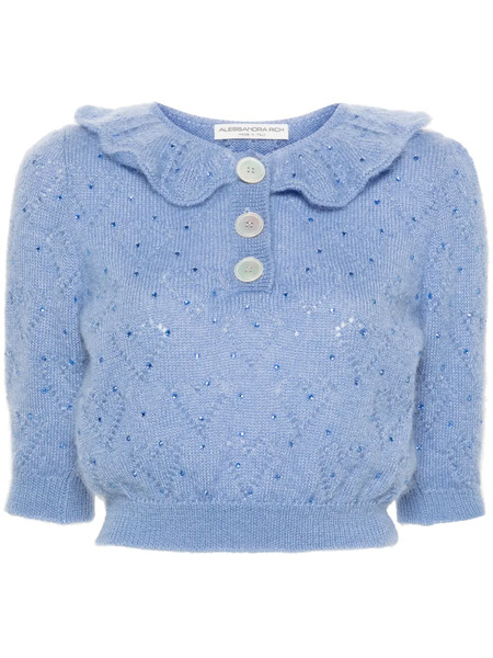  Alessandra Rich Crystal-embellished Crop Top - Blue 