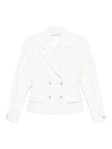  Alessandra Rich Crystal-embellished Double-breasted Jacket - White 