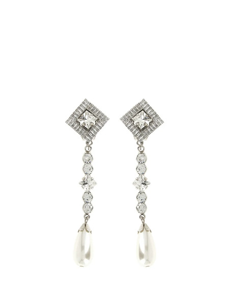  Alessandra Rich Crystal-embellished Drop Earrings - Silver 