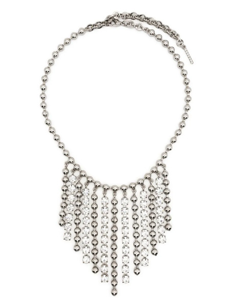  Alessandra Rich Crystal-embellished Fringed Necklace - Silver 