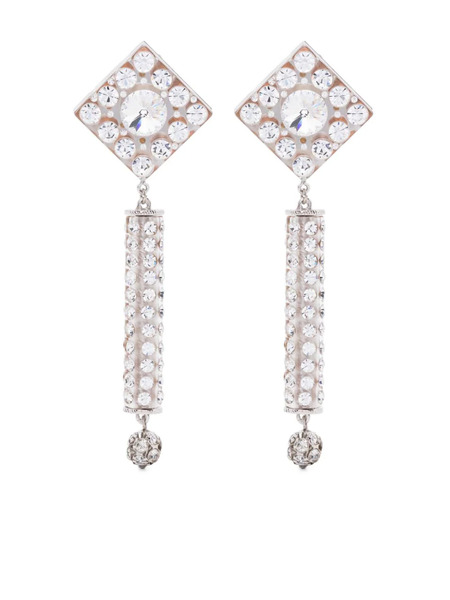  Alessandra Rich Crystal Pendant Earrings - Silver 