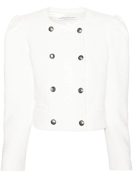  Alessandra Rich Double-breasted Bouclé Jacket - White 