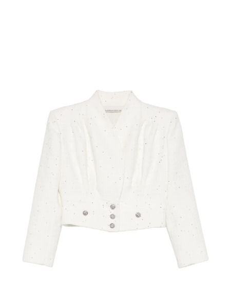  Alessandra Rich Embellished-button Cropped Jacket - White 