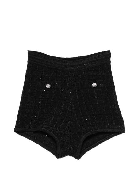  Alessandra Rich Embellished-button Mini Shorts - Black 