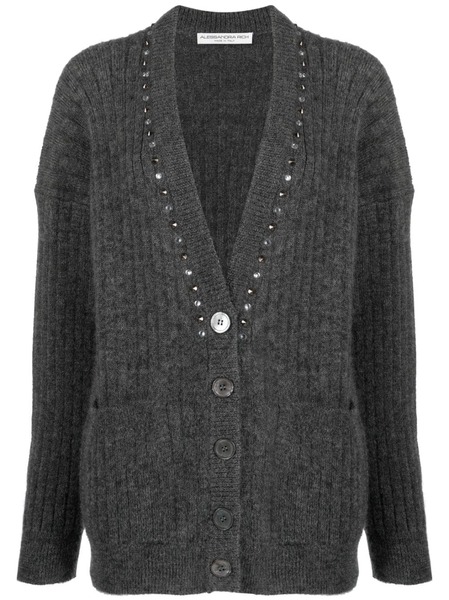  Alessandra Rich Embellished Wool-blend Cardigan - Grey 