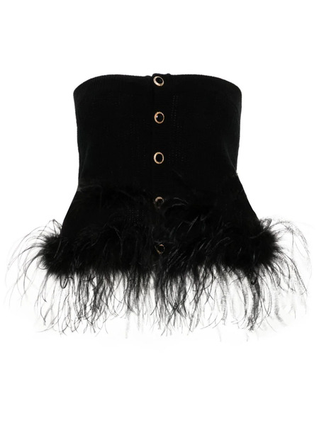  Alessandra Rich Feather-trim Mini Skirt - Black 