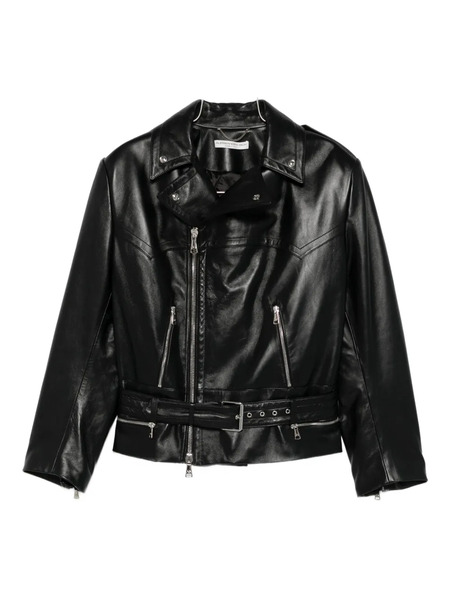  Alessandra Rich Leather Biker Jacket - Black 