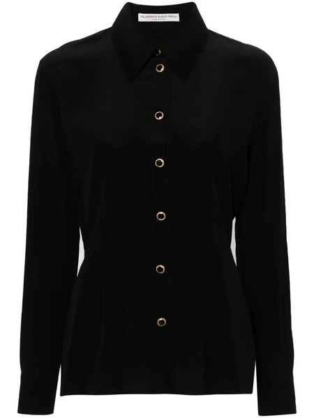  Alessandra Rich Long-sleeve Silk Shirt - Black 