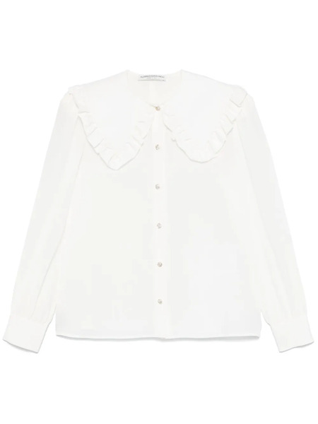  Alessandra Rich Peter Pan-collar Silk Blouse - White 