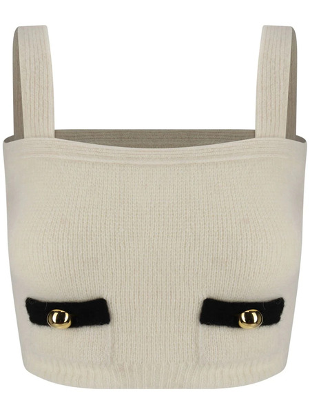  Alessandra Rich Ribbed-knit Top - Neutrals 