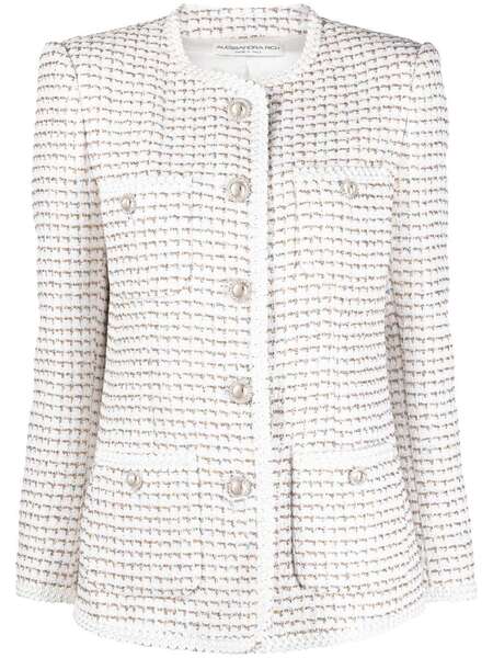  Alessandra Rich Round-neck Buttoned Jacket - White 