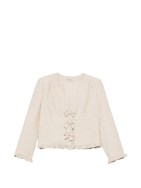  Alessandra Rich Sequined Bow-embellished Jacket - Neutrals 