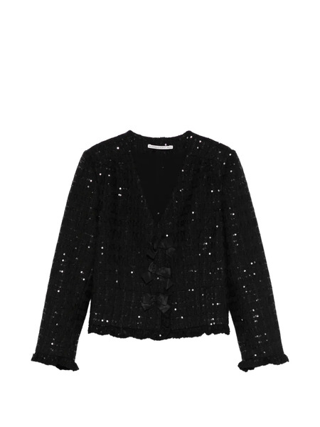 Alessandra Rich Sequinned Bow-embellished Jacket - Black 