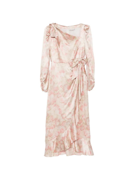  Alessandra Rich Silk Midi Dress - Neutrals 