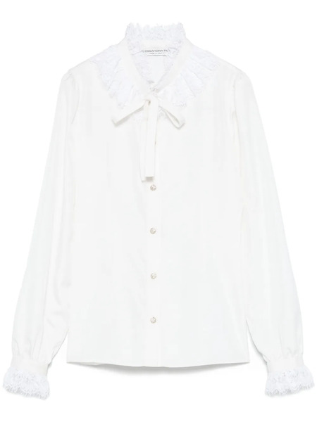  Alessandra Rich Silk Poplin Shirt - White 