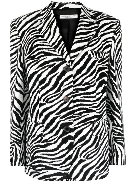  Alessandra Rich Zebra-print Single-breasted Blazer - White 