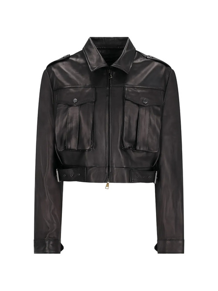  Alessandra Rich Zip-up Leather Jacket - Black 