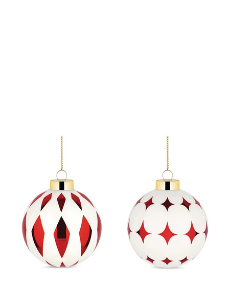  Alessi Diamond-pattern Ornament (set Of Two) - Red 