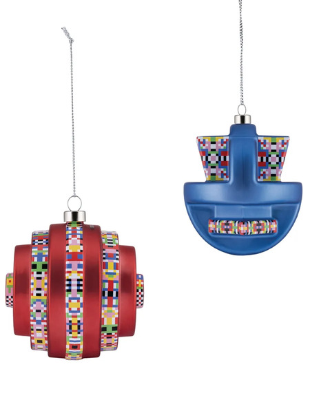  Alessi Glow E Arc Glass Ornament Set - Red 