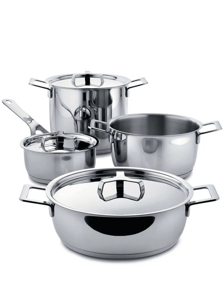  Alessi Pots & Pans Seven-piece Cookware Set - Silver 